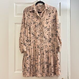 Nanette Lepore Pleated Floral Long Sleeve Shirtdress, size 2